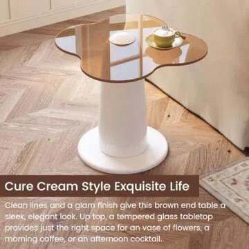 Guyii Irregular Side Table with Tempered Glass Top