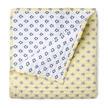 Martha Stewart Naomi Yellow Queen Quilt Set 100% Cotton