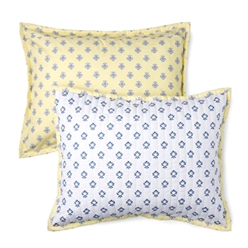 Martha Stewart Naomi Yellow Queen Quilt Set 100% Cotton