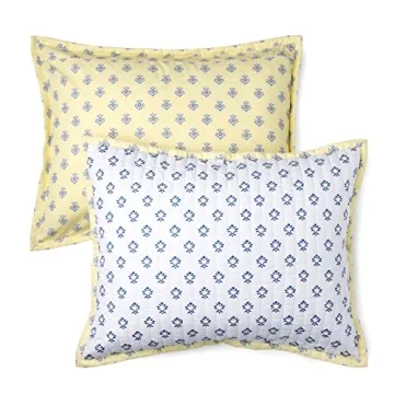 Martha Stewart Naomi Yellow Queen Quilt Set 100% Cotton