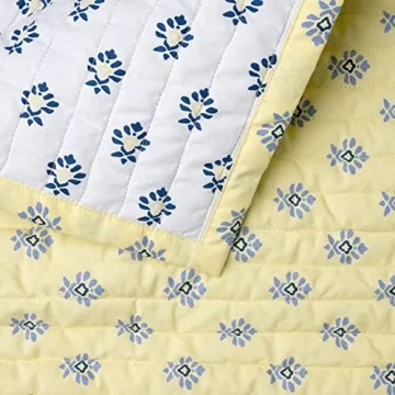 Martha Stewart Naomi Yellow Queen Quilt Set 100% Cotton