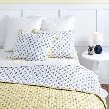 Martha Stewart Naomi Yellow Queen Quilt Set 100% Cotton