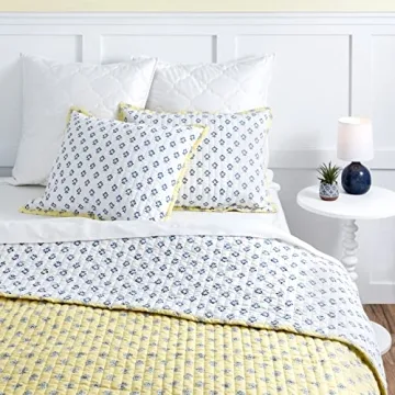 Martha Stewart Naomi Yellow Queen Quilt Set 100% Cotton