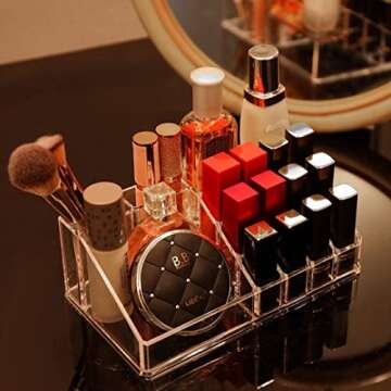 Cq acrylic Clear Makeup Organizer And Storage Stackable Skin Care Cosmetic Display Case With 4 Drawers Make up Stands For Jewelry Hair Accessories Beauty Skincare Product Organizing,Set of 2