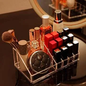 Cq acrylic Clear Makeup Organizer And Storage Stackable Skin Care Cosmetic Display Case With 4 Drawers Make up Stands For Jewelry Hair Accessories Beauty Skincare Product Organizing,Set of 2