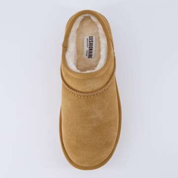 CUSHIONAIRE Women's Huggy Genuine Suede Cozy Mule Platform +Memory Foam, Wide Widths Available