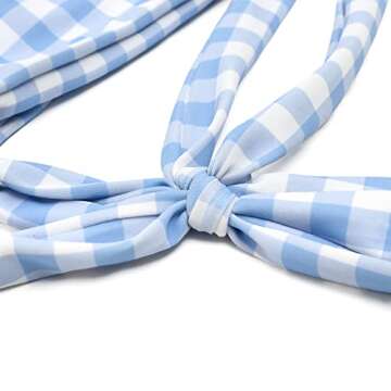 MOOSLOVER Women One Shoulder High Waisted Bikini Tie High Cut Two Piece Swimsuits(S,Blue Grid)