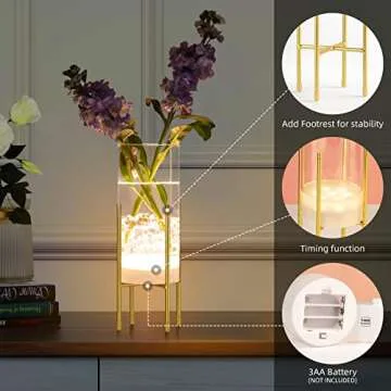 Elegant LED Flower Vase Set with Timer Function