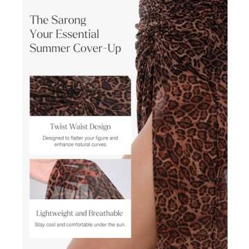 Popilush Swimsuit Coverup for Women - Mesh Swim Beach Bathing Suit Cover Ups Sarong Wraps Skirt Vacation Clothes Leopard