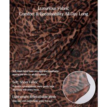 Popilush Swimsuit Coverup for Women - Mesh Swim Beach Bathing Suit Cover Ups Sarong Wraps Skirt Vacation Clothes Leopard