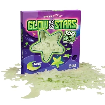100 Pcs 3D Glow in The Dark Stars for Ceiling & Walls with Moon for Kids