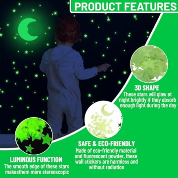 100 Pcs Glow in The Dark Stars for Kids Rooms