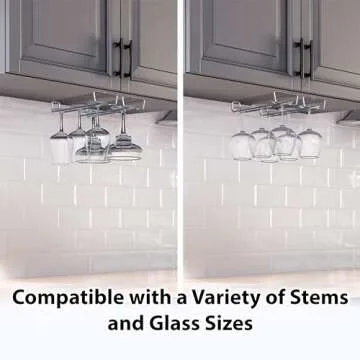 DecoBros 2PK Single Rail Wine Glass Stemware Rack Holder, Chrome