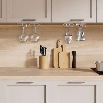 DecoBros 2PK Single Rail Wine Glass Stemware Rack Holder, Chrome