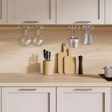 DecoBros 2PK Single Rail Wine Glass Stemware Rack Holder, Chrome