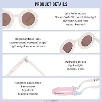 COCOSAND Flower Polarized Baby Sunglasses for Toddlers