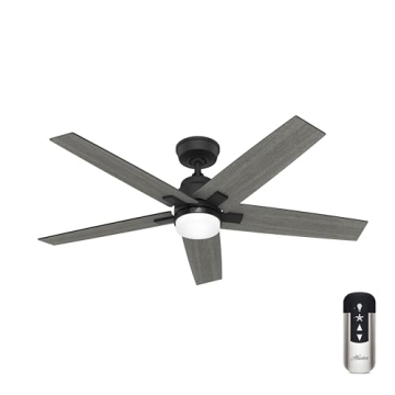 Hunter 52" Matte Black Ceiling Fan with LED Light & Remote - Renewed