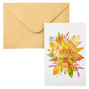 48 Thanksgiving Greeting Cards with Kraft Envelopes