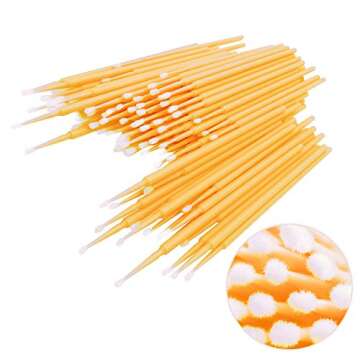 Quewel 500 Pcs Disposable Micro Applicator Brush for Makeup Beauty Dental Brush for Oral 8 Colors 3 Size(2.5mm,2mm,1.5mm) (Yellow,2.5mm)