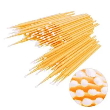 Quewel 500 Pcs Disposable Micro Applicator Brush for Makeup Beauty Dental Brush for Oral 8 Colors 3 Size(2.5mm,2mm,1.5mm) (Yellow,2.5mm)