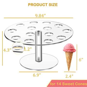 BLBYHO 【2 Pack Acrylic Ice Cream Cone Holder Stand, Charcuterie Cone Holder, Sushi Hand Roll Stand Waffle Cupcake Sugar Cone Holder Stand, 14 Holes, Ideal Display Stand for Party, Baking Sell