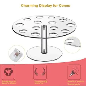 BLBYHO 【2 Pack Acrylic Ice Cream Cone Holder Stand, Charcuterie Cone Holder, Sushi Hand Roll Stand Waffle Cupcake Sugar Cone Holder Stand, 14 Holes, Ideal Display Stand for Party, Baking Sell