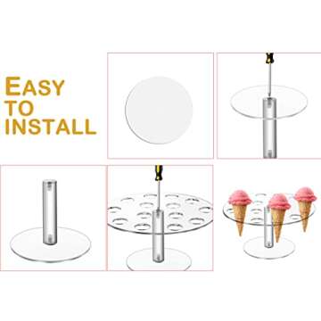 BLBYHO 【2 Pack Acrylic Ice Cream Cone Holder Stand, Charcuterie Cone Holder, Sushi Hand Roll Stand Waffle Cupcake Sugar Cone Holder Stand, 14 Holes, Ideal Display Stand for Party, Baking Sell