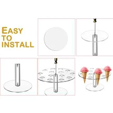 BLBYHO 【2 Pack Acrylic Ice Cream Cone Holder Stand, Charcuterie Cone Holder, Sushi Hand Roll Stand Waffle Cupcake Sugar Cone Holder Stand, 14 Holes, Ideal Display Stand for Party, Baking Sell