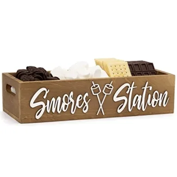 PuGez S'mores Station Box - Rustic 3D Style S'mores Storage Caddy for Fun Gatherings
