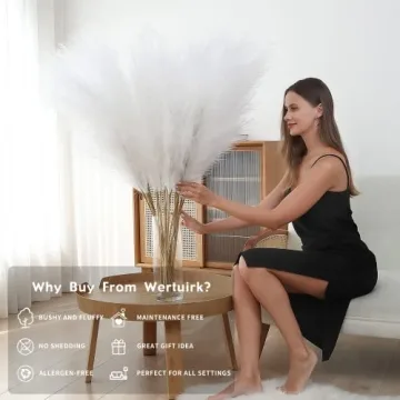 8 Pcs Tall Faux Pampas Grass Decor for Home and Events