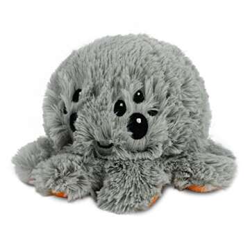 TeeTurtle - The Original Reversible Spider Plushie - Fuzzy Gray + Pumpkin - Cute Sensory Fidget Stuf...