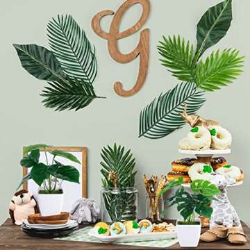 CEWOR 2 Pack Fake Plants Bathroom Desk Plants, Artificial Monstera Jangle Party Decoration Green Small Potted Plant for Shelf Home Luau Hawaiian Safari Party Office Windowsill Decor