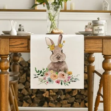 Artoid Mode Easter Bunny Table Runner for Spring Decor