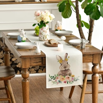 Artoid Mode Easter Bunny Table Runner for Spring Decor