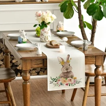Artoid Mode Easter Bunny Table Runner for Spring Decor