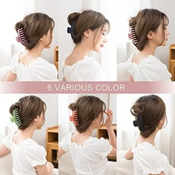 Stylish 6 Pack Big Hair Claw Clips for Strong Hold