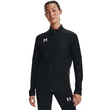 Under Armour Women's Challenger Track Jacket, Black (001)/White, Large