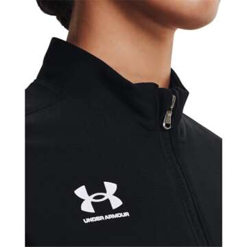 Under Armour Women's Challenger Track Jacket, Black (001)/White, Large