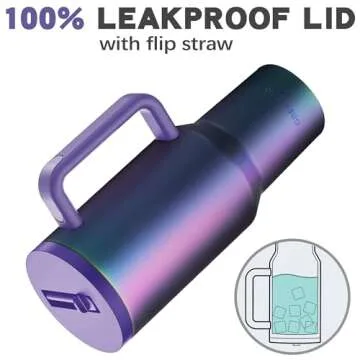 Greatyos 40 oz Tumbler with Handle and Flip Straw Lid - Upgraded Insulated Traveler Tumblers with Lids Straws Vacuum Leak Proof Stainless Steel 40oz Cup Mug Gifts for Men Women Him Her (Aurora)