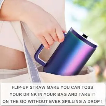 Greatyos 40 oz Tumbler with Handle and Flip Straw Lid - Upgraded Insulated Traveler Tumblers with Lids Straws Vacuum Leak Proof Stainless Steel 40oz Cup Mug Gifts for Men Women Him Her (Aurora)