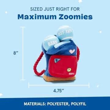 Barkbox 2 in 1 Interactive Plush Dog Toy - Rip and Reveal Toy for Dogs and Puppies - Stimulating Squeaky Pet Toys | Janspup Backpack (Large)