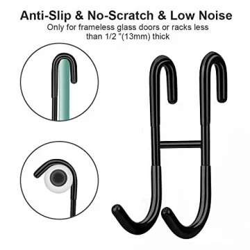 Haitis Stainless Steel Shower Door Hooks - 2 Pack for Easy Hanging