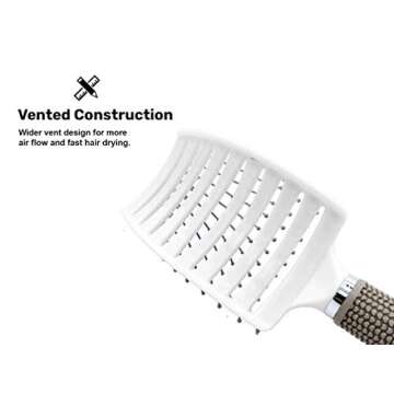 Curved Vented Styling and Detangling Massage Brush for Thick, Long Hair - Fast Drying Blow Dryer Brush for Women and Men