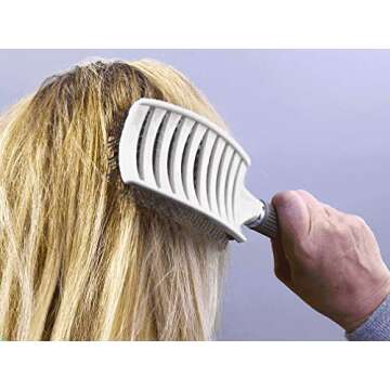 Curved Vented Styling and Detangling Massage Brush for Thick, Long Hair - Fast Drying Blow Dryer Brush for Women and Men