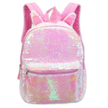 Unicorn 2 Way Sequins Critter Backpack 16 (Pink, One_Size)