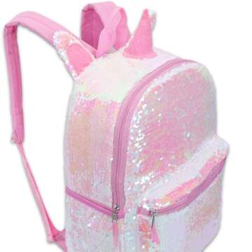 Unicorn 2 Way Sequins Critter Backpack 16 (Pink, One_Size)
