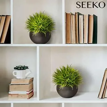 SEEKO Succulents Artificial Plants (2 Pack) Indoor Fake Desk Plants for Shelf Decor