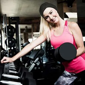 Facial Spa Headbands 4PCS, Makeup Shower Bath Wrap Sport Headband Terry Cloth Stretch Towel with Magic Tape (Black)