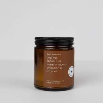 Fontana Candle Company - Cinnamon Orange Clove | Lightly Scented Candle | Made from Beeswax and Coconut Oil | Essential Oil | Wood Wick | Long Lasting | Clean Burn and Non Toxic