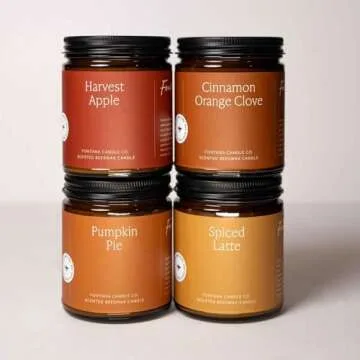 Fontana Candle Company - Cinnamon Orange Clove | Lightly Scented Candle | Made from Beeswax and Coconut Oil | Essential Oil | Wood Wick | Long Lasting | Clean Burn and Non Toxic
